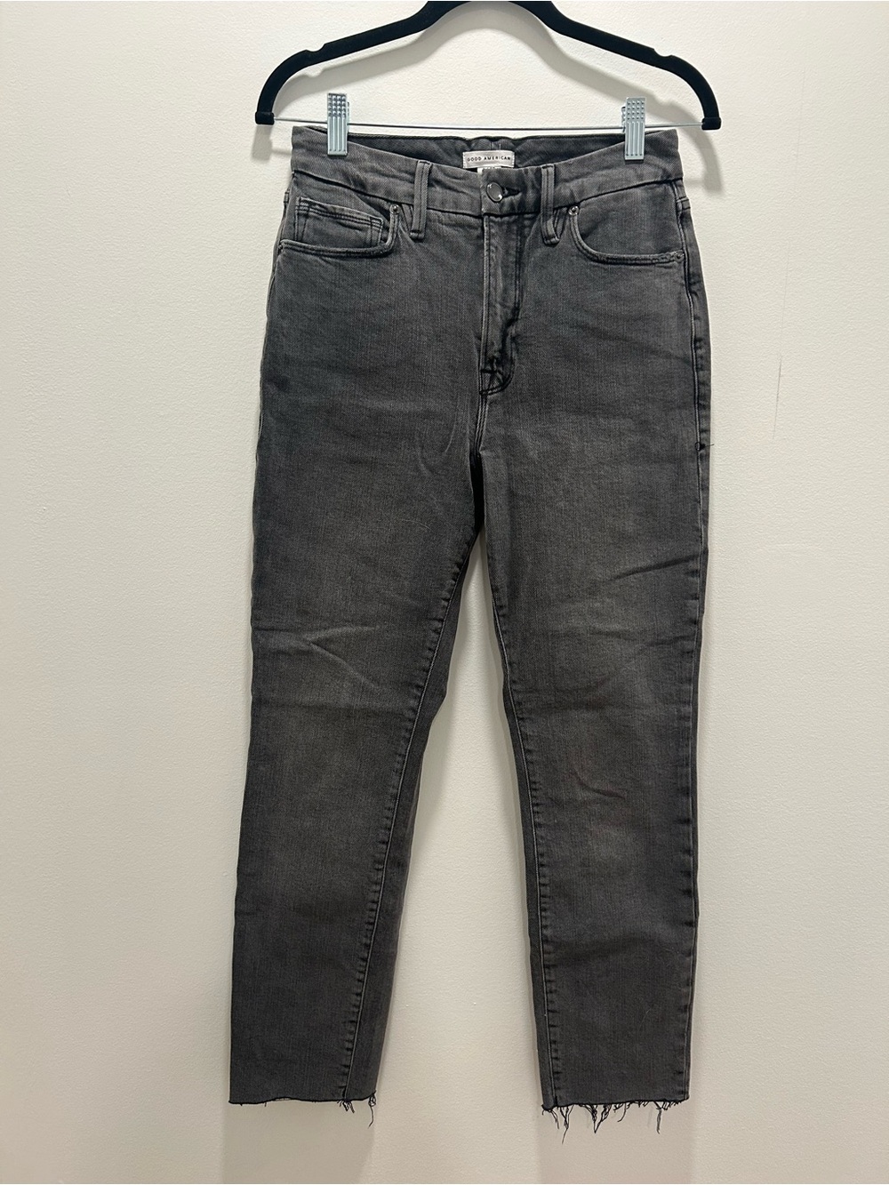 Good American Charcoal Straight Leg Jeans